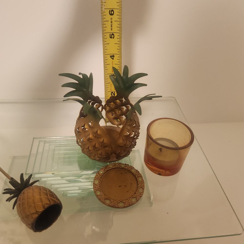 Vintage Brass Metal Party Lite Candle Holder with Snuffer Pineapple - Picture 4 of 4